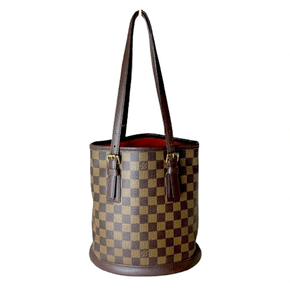 LOUIS VUITTON Damier Ebene Marais Bucket Bag w Interior Zip Pocket LV DUSTY